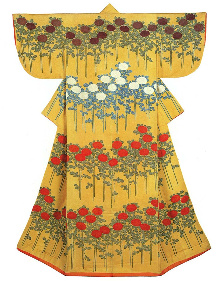 菊枝段替模様小袖